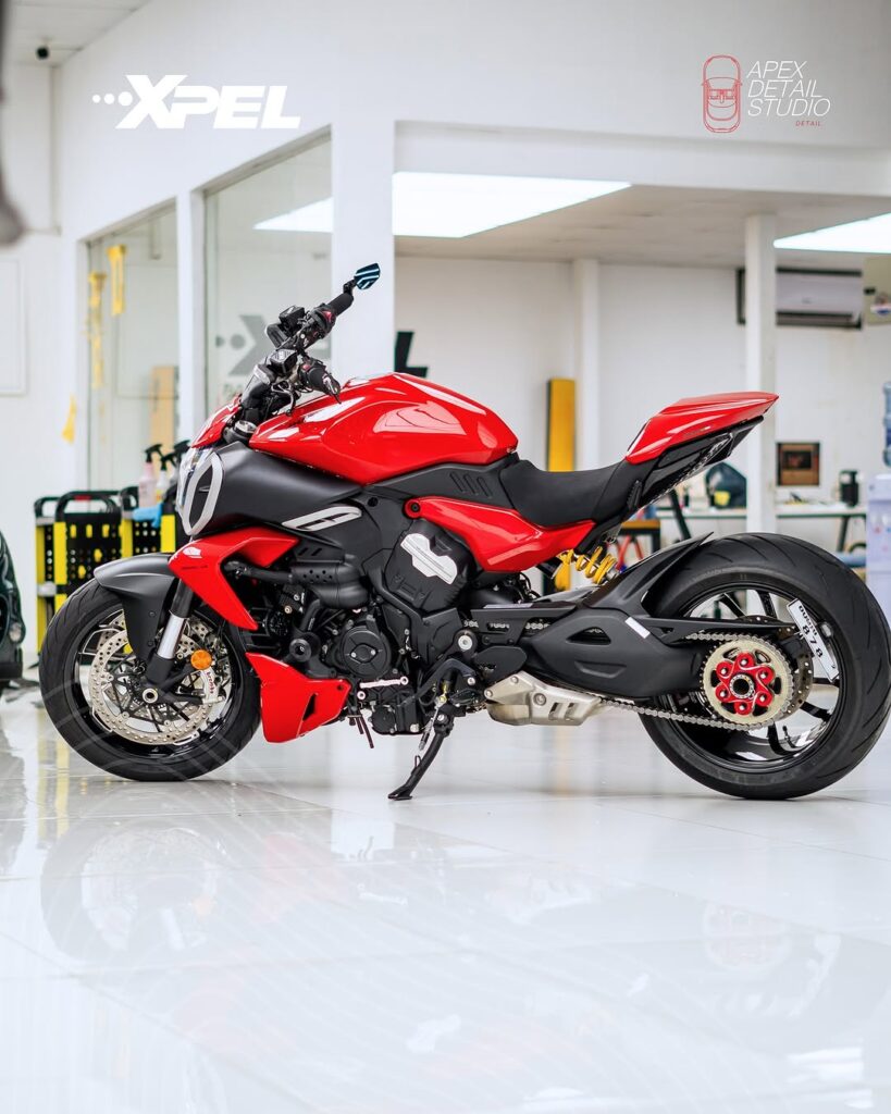 XPEL Ultimate Plus Paint Protection Film installation on Ducati Diavel V4
