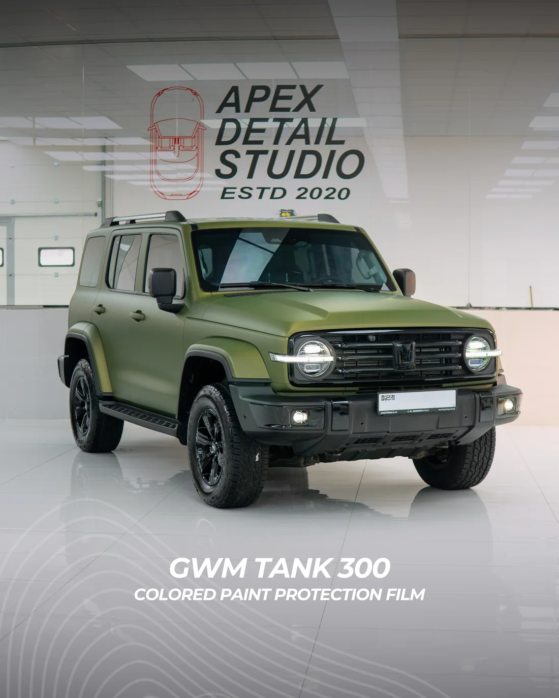 GWM Tank 300 Satin Green colour PPF at Apex Detail Studio