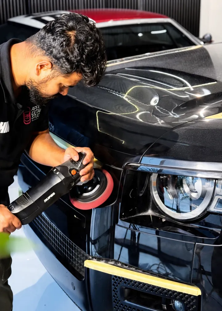 Ceramic coating applied over PPF at Apex Detail Studio Dubai