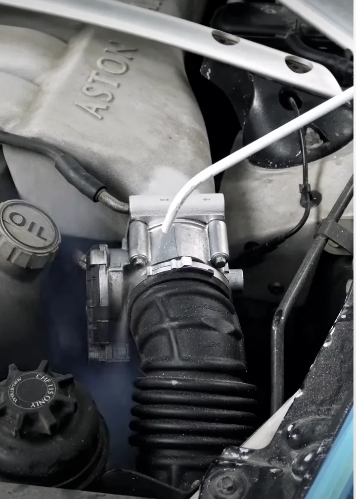 Dry ice engine bay cleaning at Apex Detail Studio Dubai