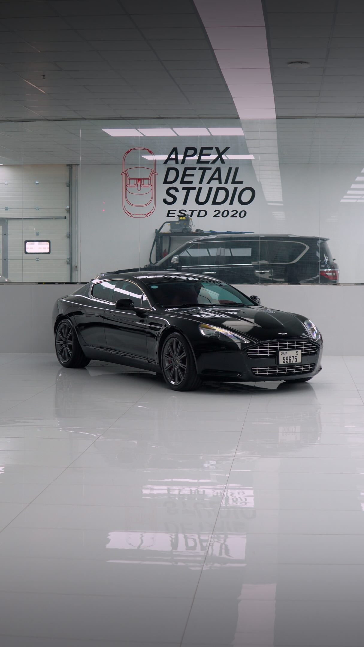 Aston Martin Rapide at Apex Detail Studio after dry ice cleaning and PPF