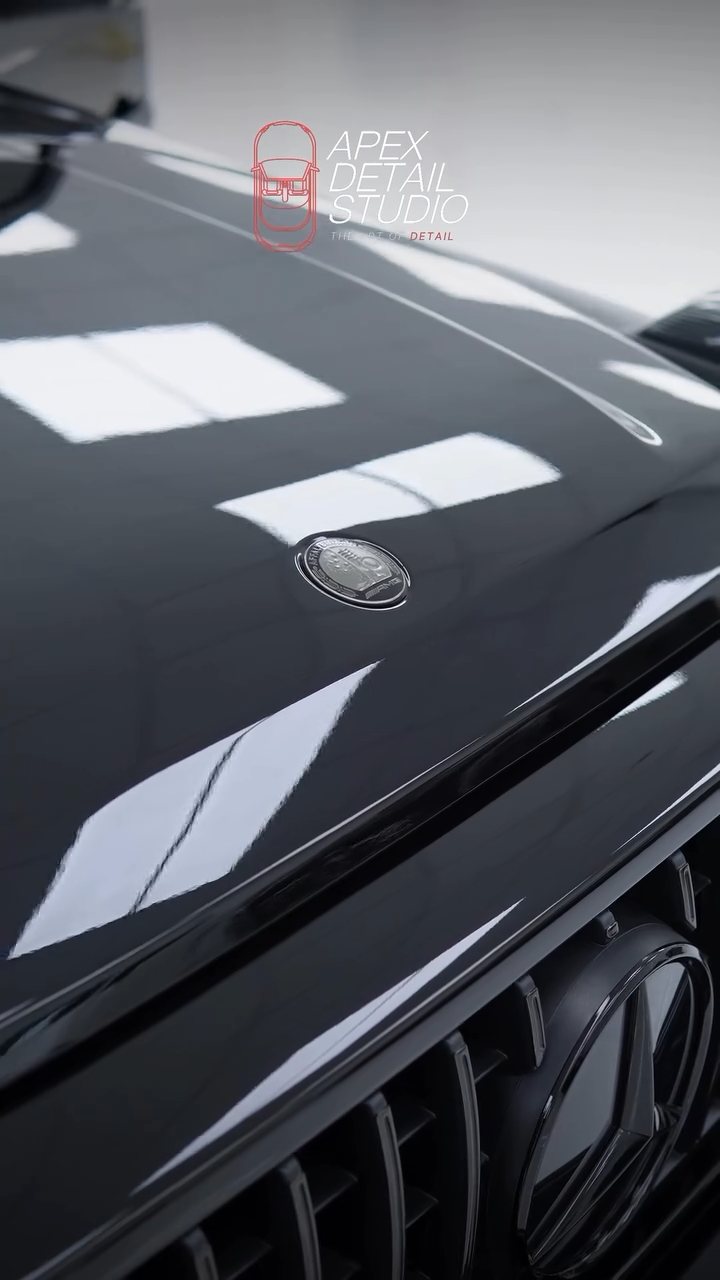 Gloss black Mercedes-AMG G63 bonnet after PPF at Apex Detail Studio Dubai