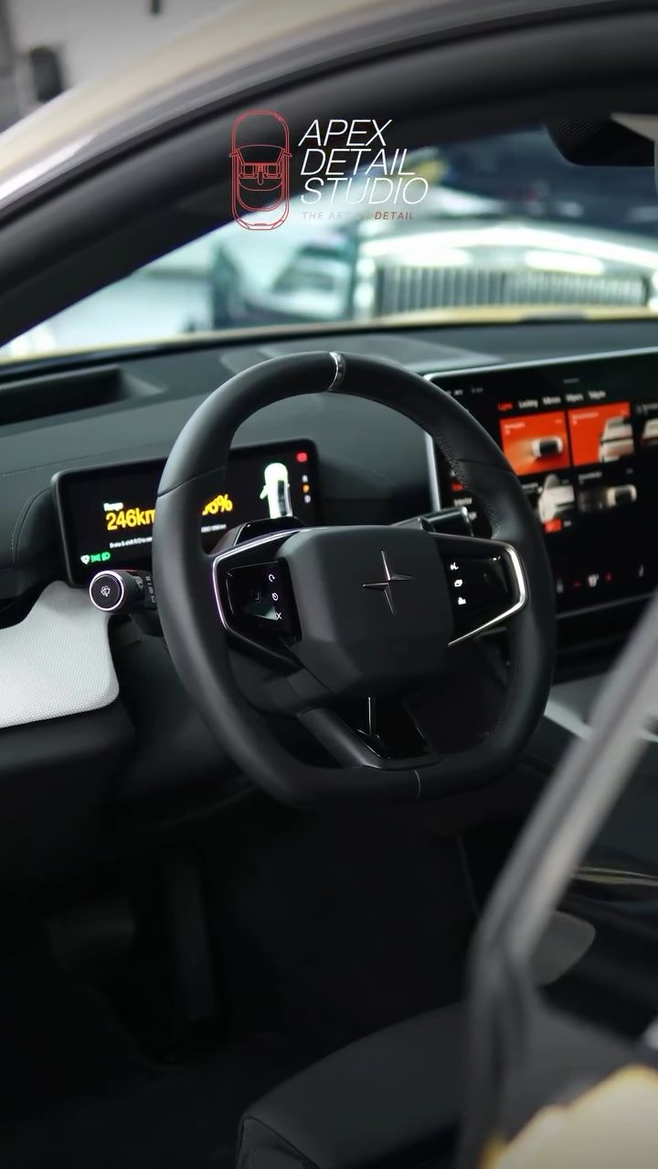 Polestar 4 cabin and dashboard at Apex Detail Studio Dubai
