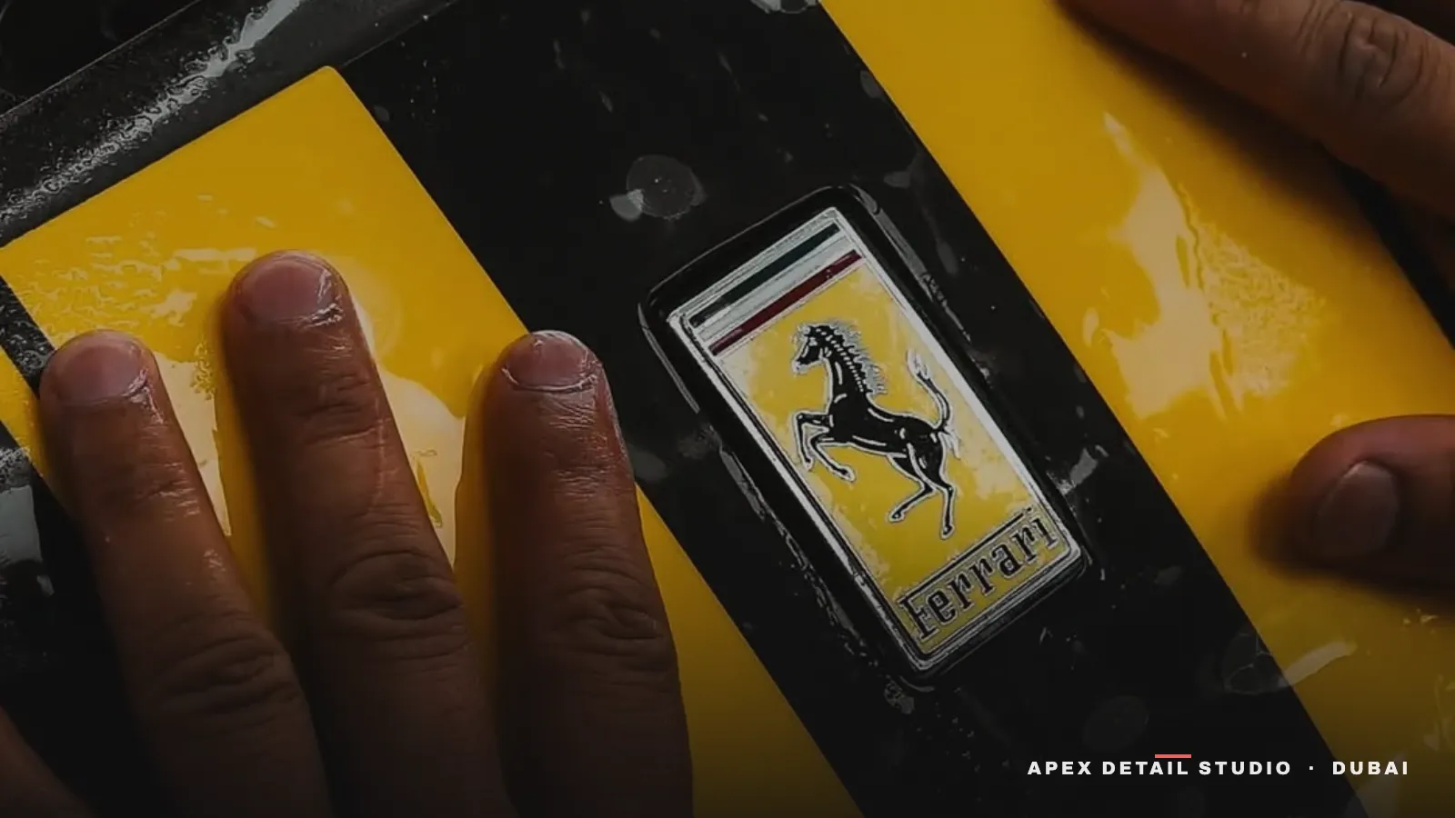 PPF being installed on a Ferrari at Apex Detail Studio