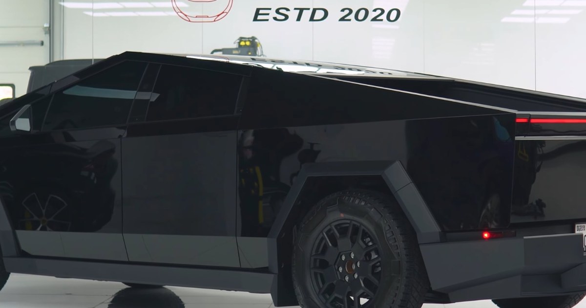 Tesla Cybertruck finished in gloss black colour PPF at Apex Detail Studio, Dubai