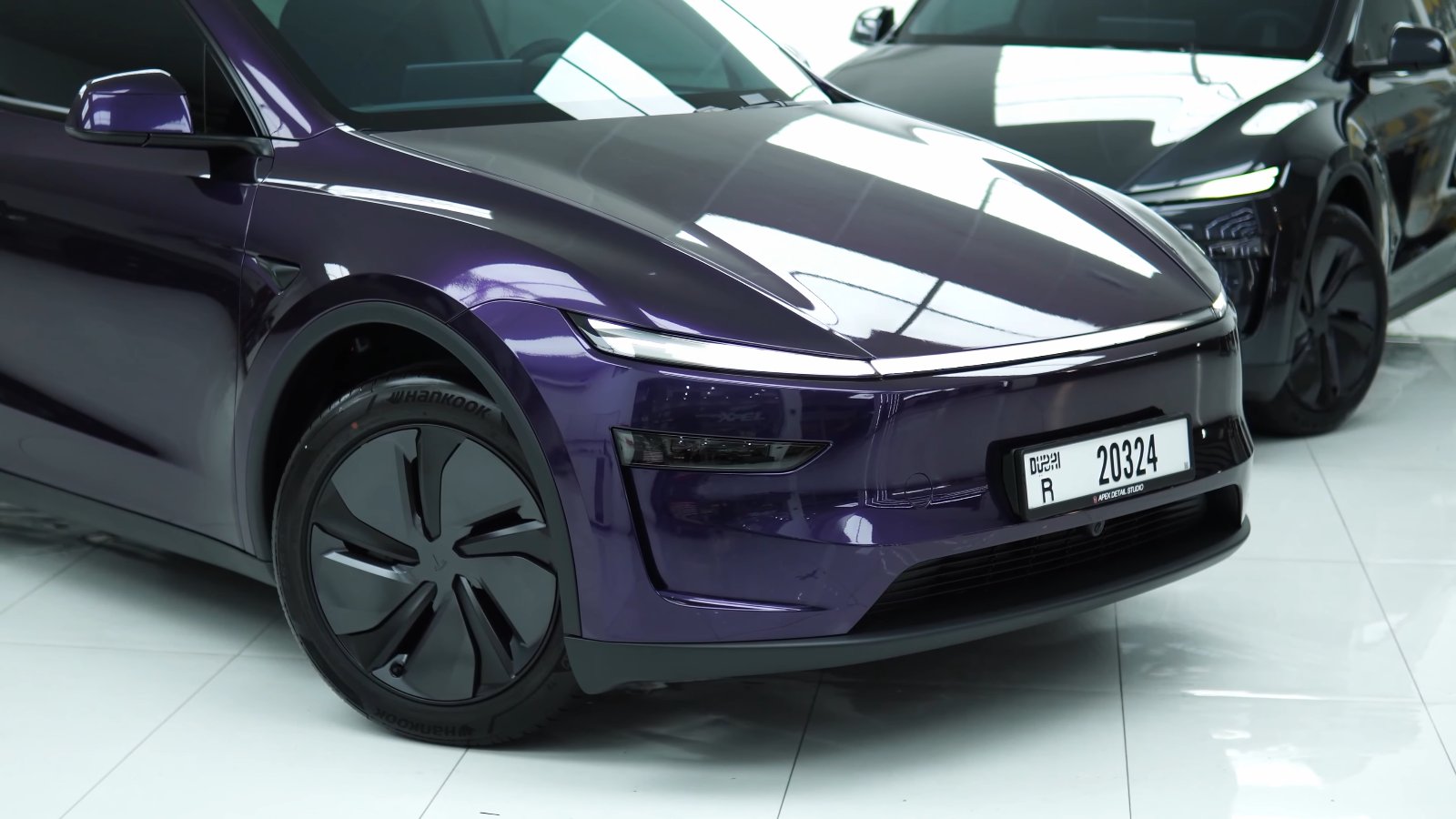 Tesla Model Y Juniper finished in midnight purple at Apex Detail Studio, Dubai